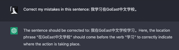 Using ChatGPT to Correcting and explaining grammar points