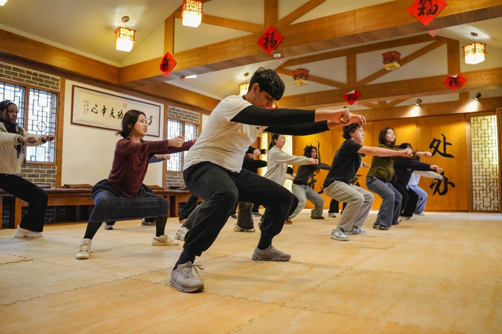 Students practicing kung fu