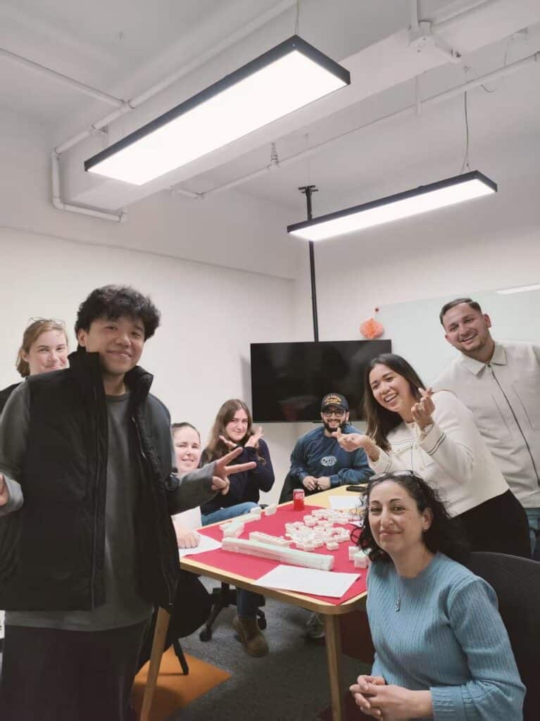 Learning language and culture together — a mahjong session with classmates from around the world